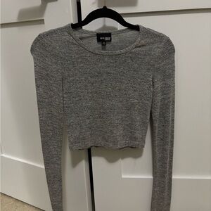 Wilfred Heather Gray Long Sleeve Crop Top